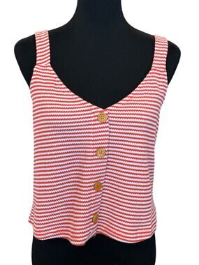 New ~ LUMIERE NORDSTROM Striped Button Front Tank Top Size Large